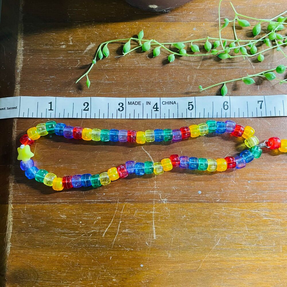 Rave 4pc choker/bracelet & binky cord earrings Customizable kandi Rainbow Brite - Picture 4 of 10